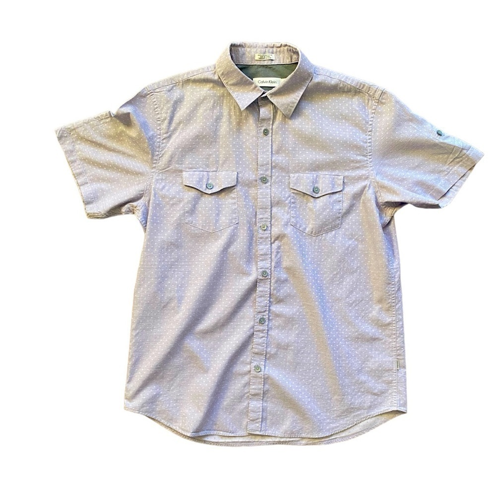 Calvin Klein Purple Blue Short Sleeve Dress Shirt Medium